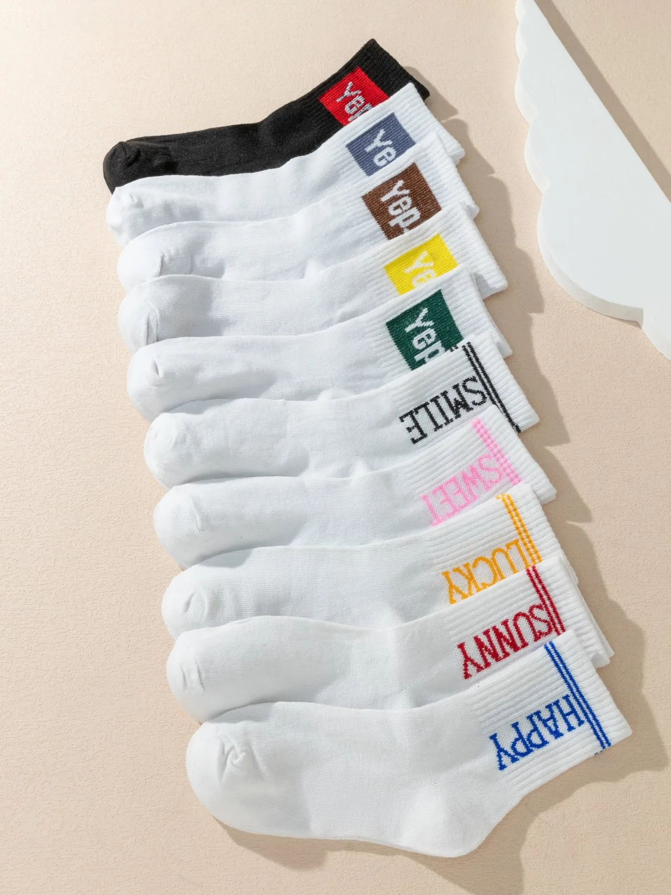 10pairs Letter Graphic Crew Socks