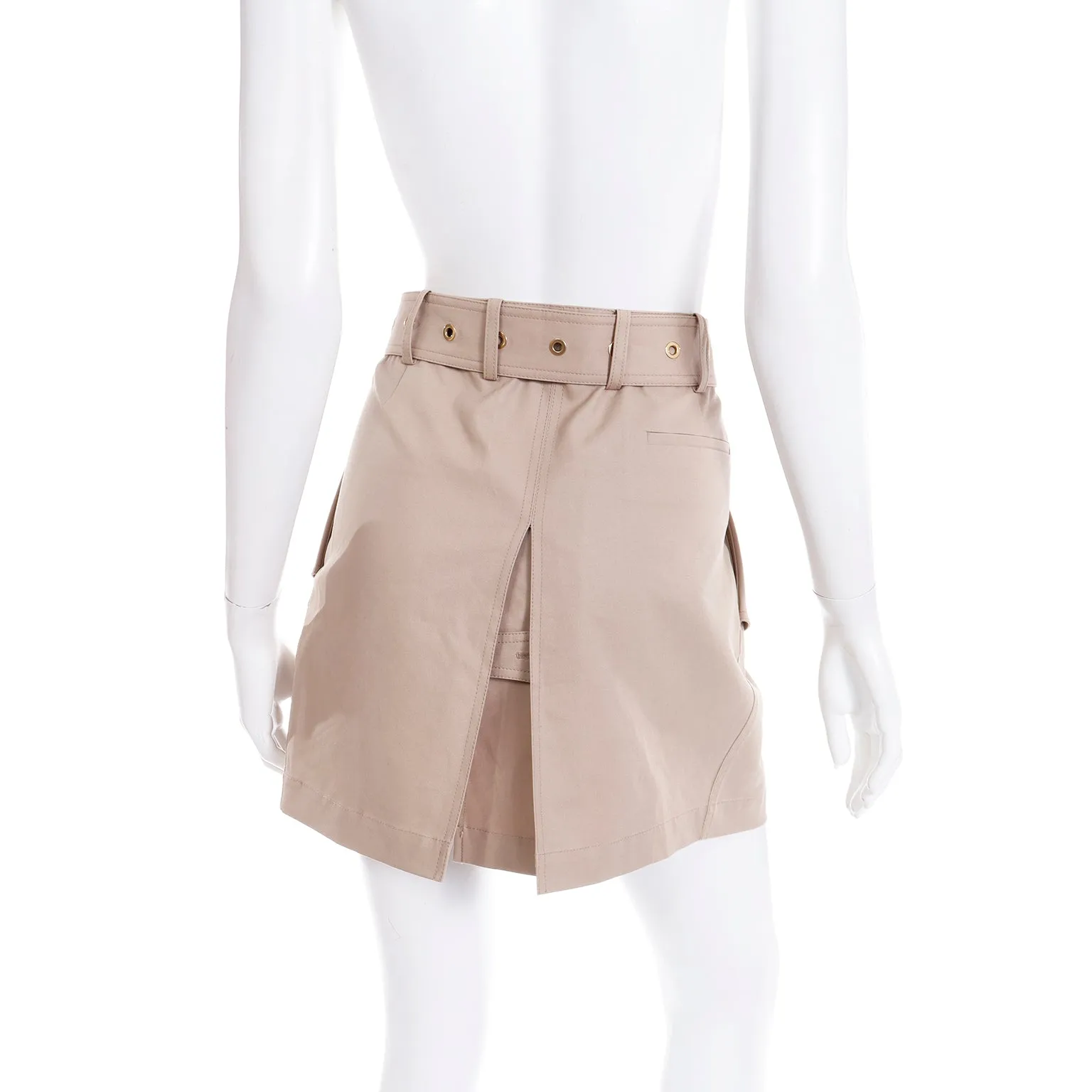 1990s Salvatore Ferragamo Vintage Skirt & Jacket Tan Suit Outfit w Belt