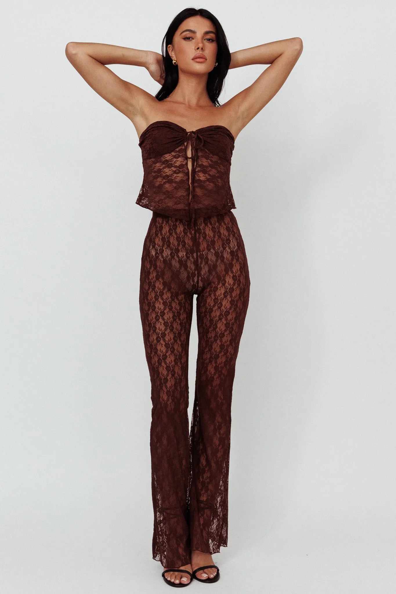 A La Mode Lace Pants Brown