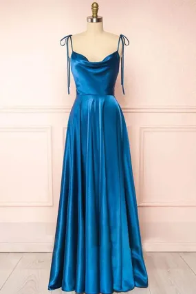 A-line Tie Shoulder Long Bridesmaid Dress