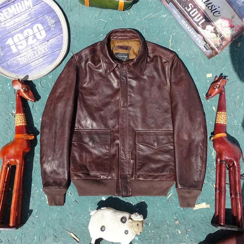 A2 Aviator Leather Jacket Horsehide Military Style