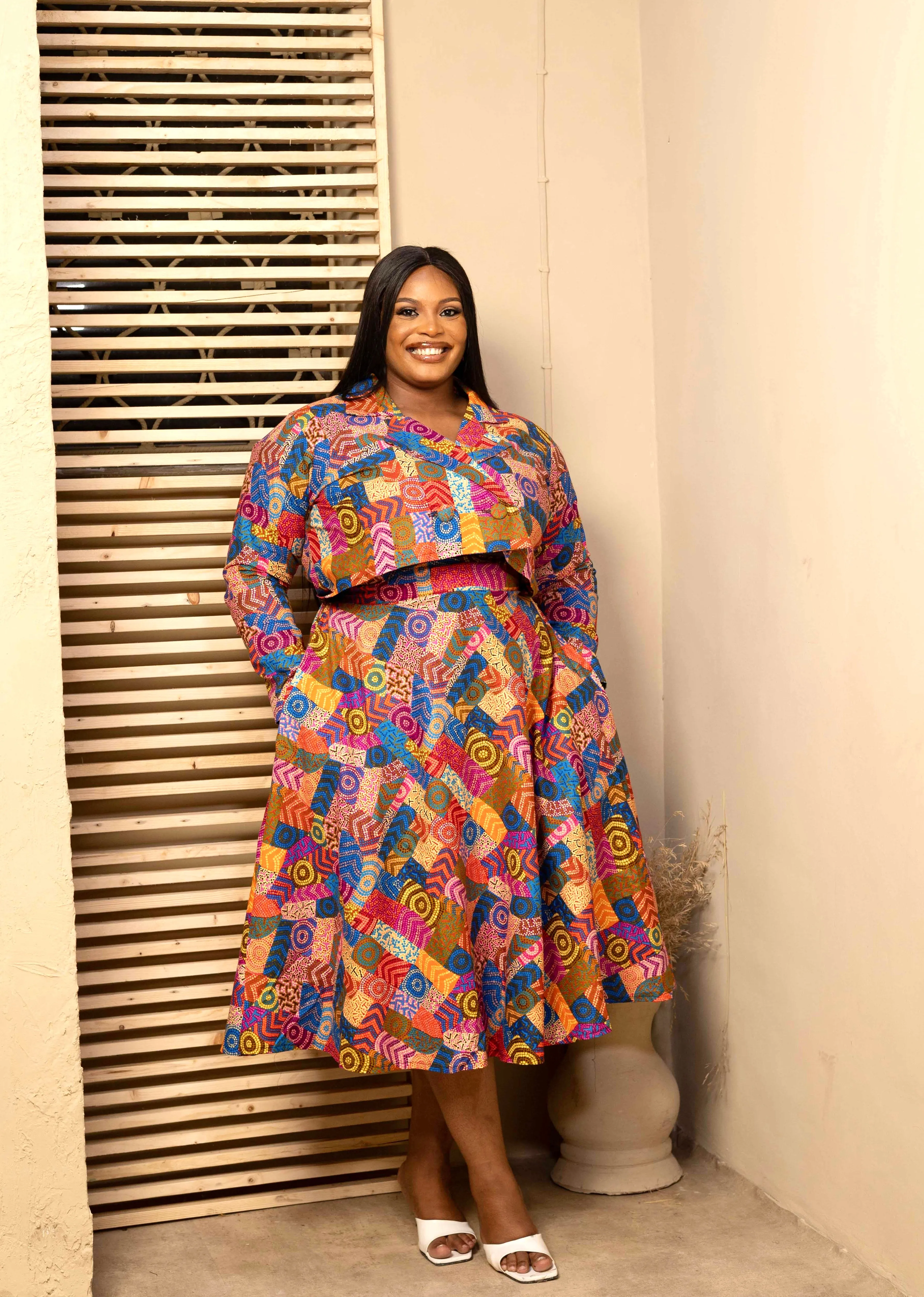 African Print Midi Knee Length Flare Skirt - Nyma