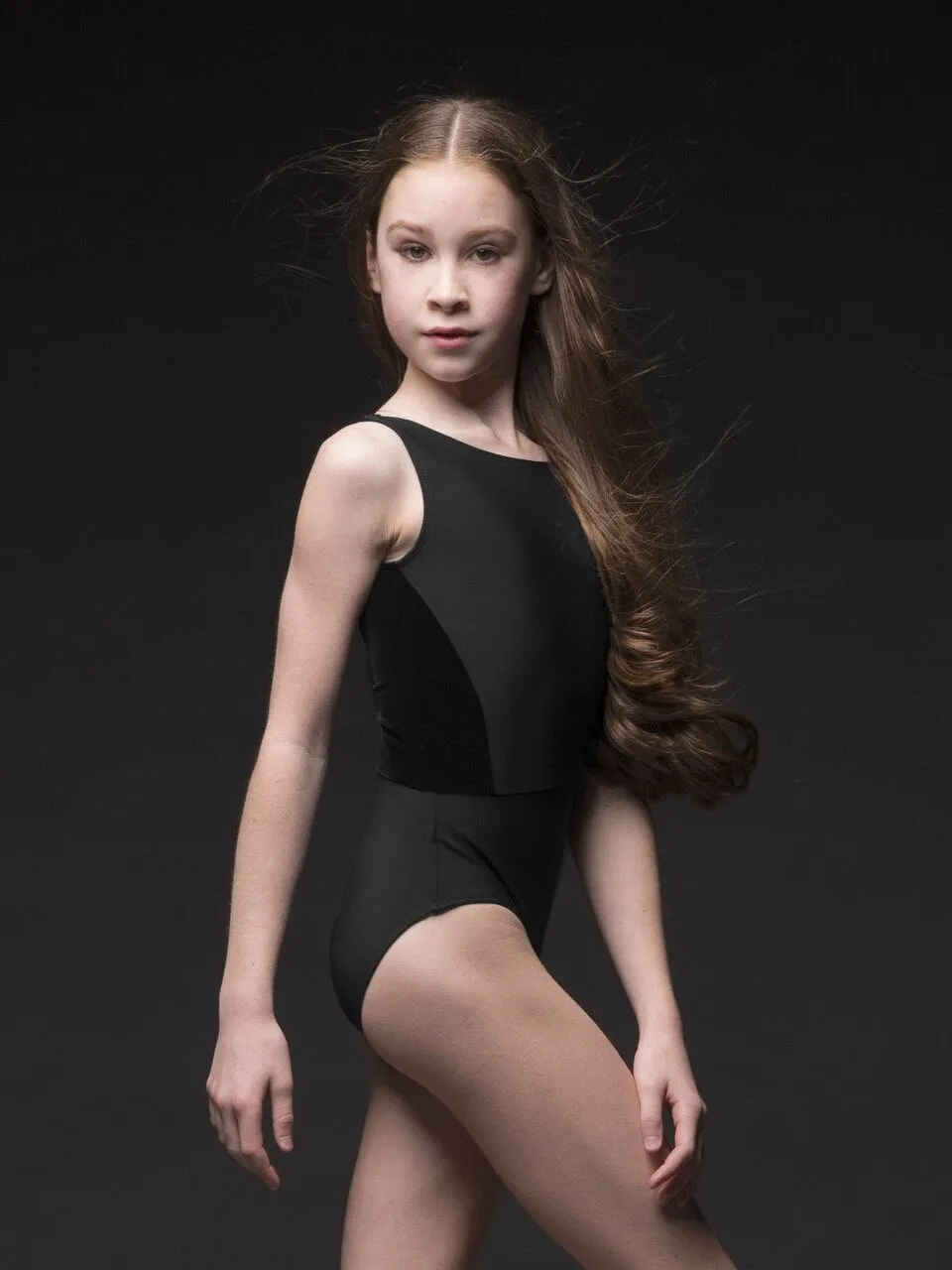 Allison Kids Black Velvet Leotard RTW