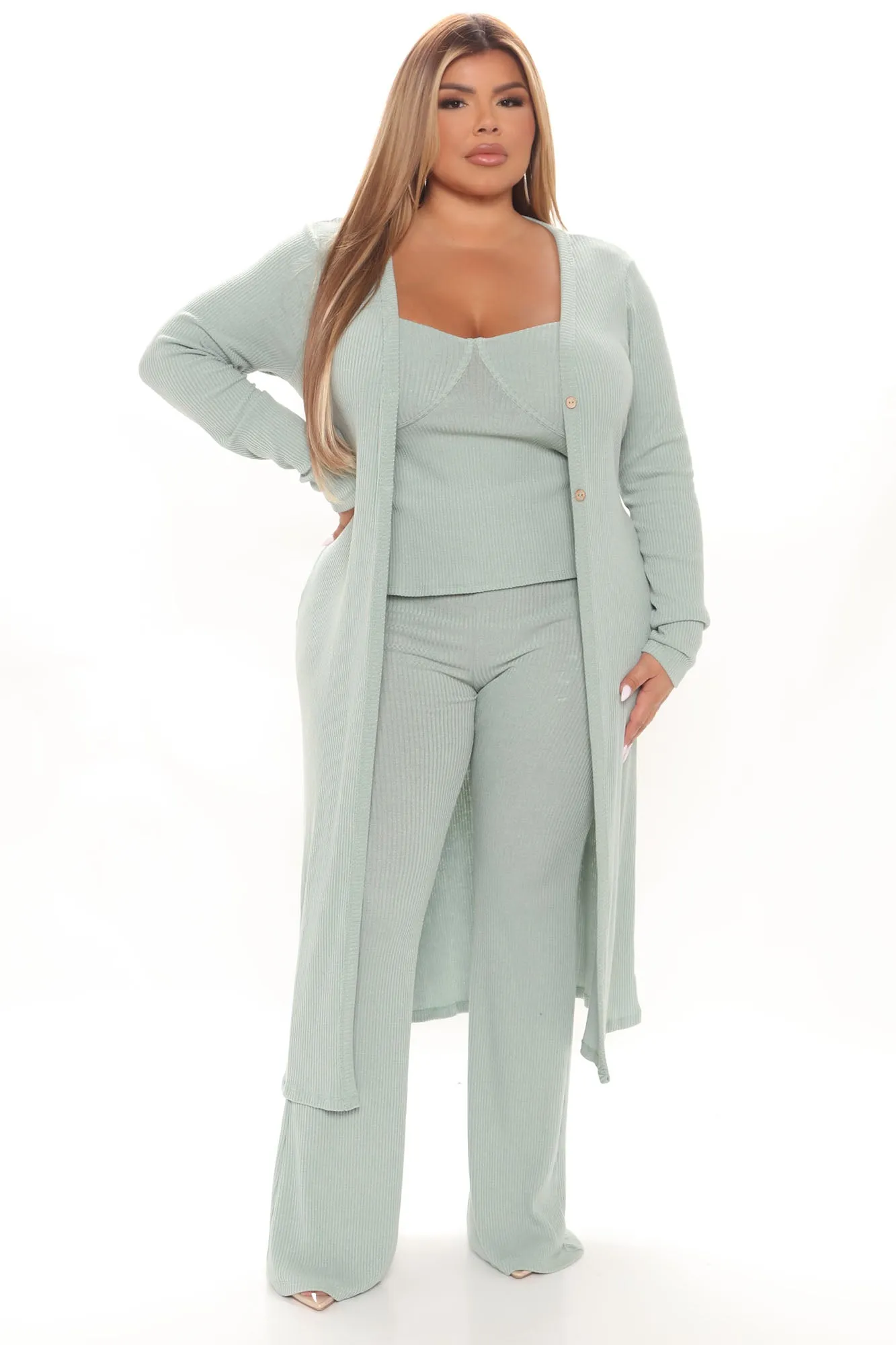 Anais 3 Piece Pant Set - Sage