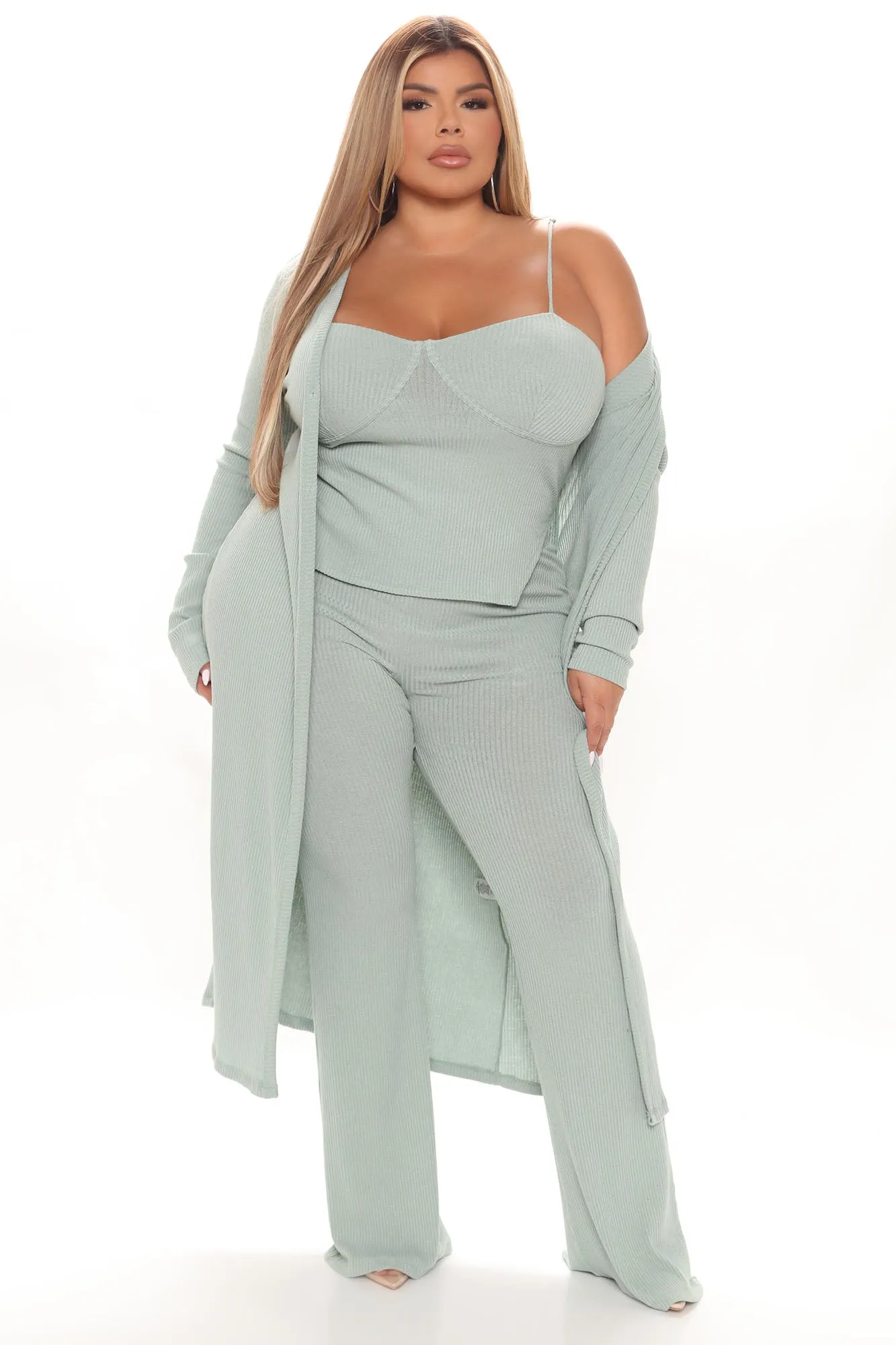 Anais 3 Piece Pant Set - Sage