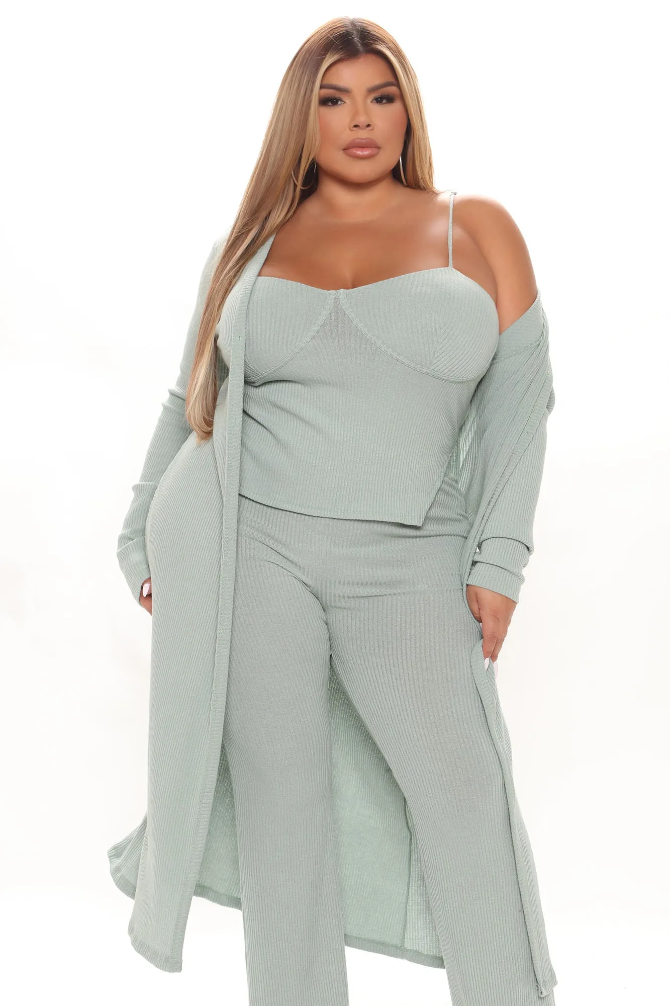 Anais 3 Piece Pant Set - Sage