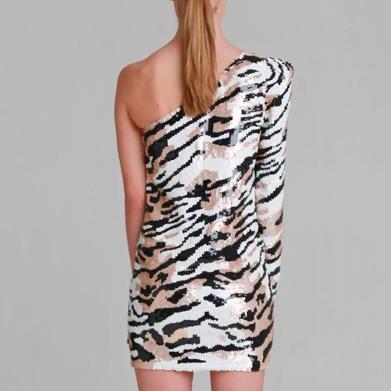 Angeline Tiger Print One Shoulder