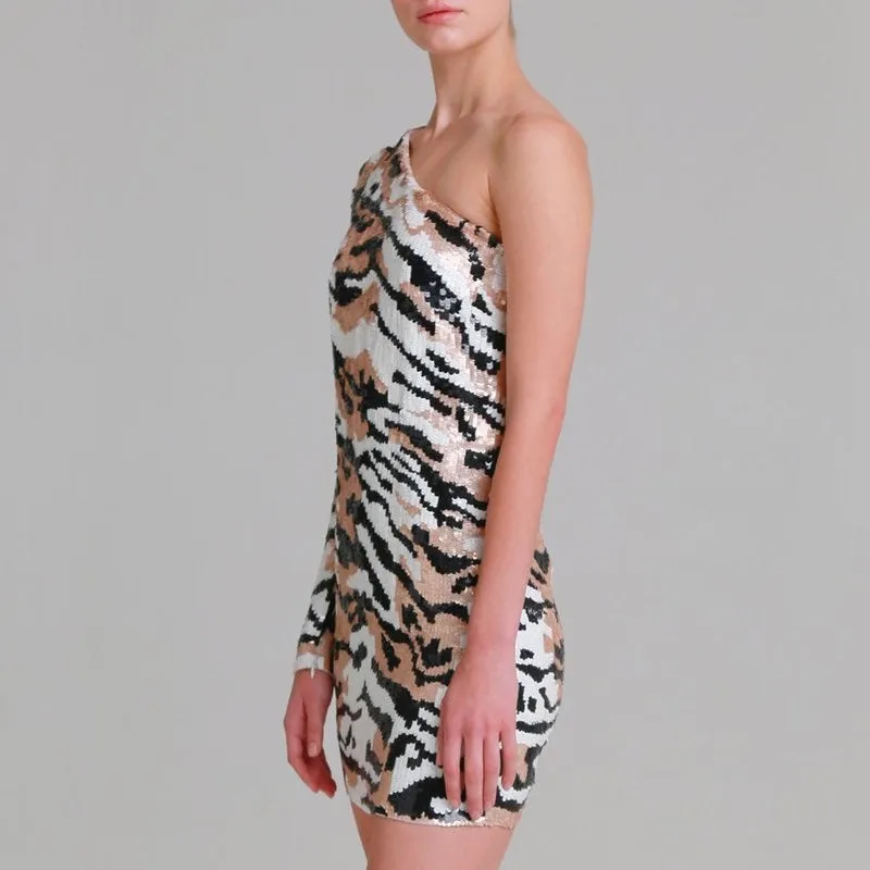 Angeline Tiger Print One Shoulder