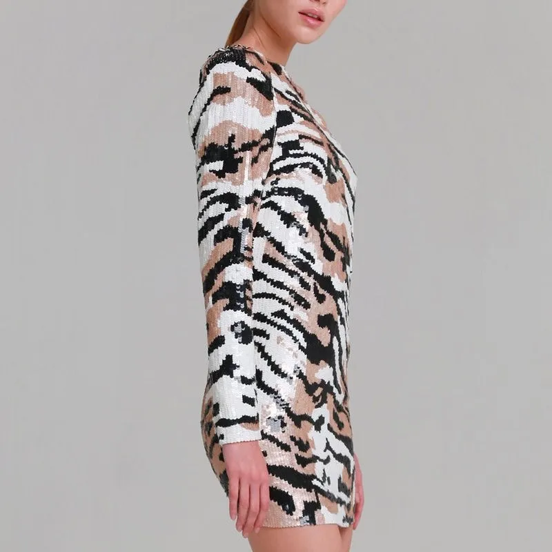 Angeline Tiger Print One Shoulder