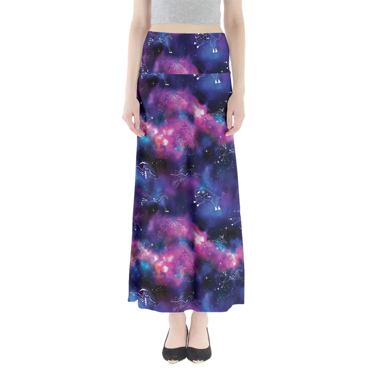 Animal Ancestors 1 Blue and Pink Full Length Maxi Skirt