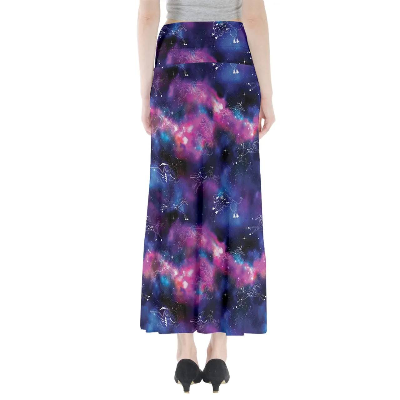 Animal Ancestors 1 Blue and Pink Full Length Maxi Skirt