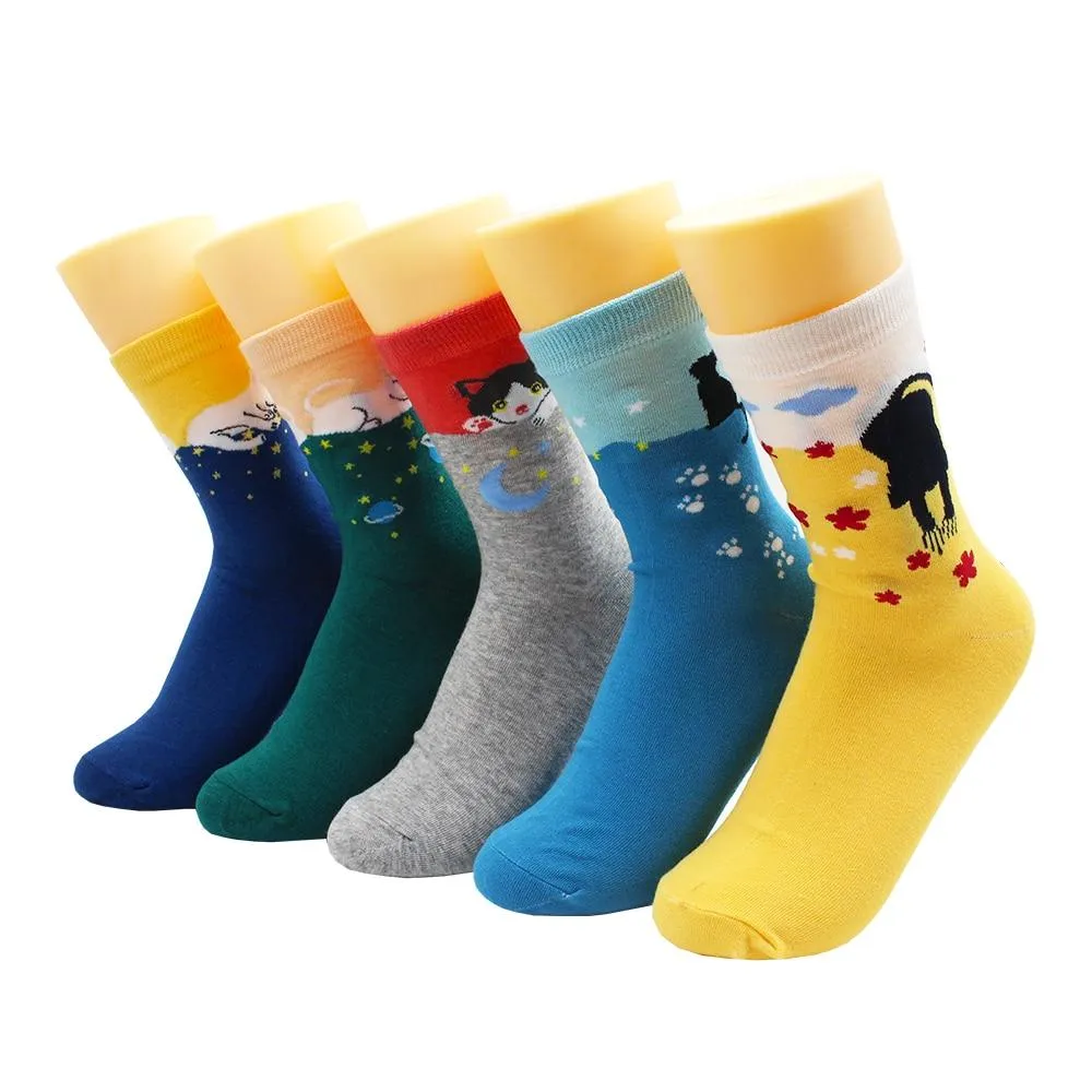 Animal Print Women Socks Cute Cartoon Cat Dog Duck Girl Socks