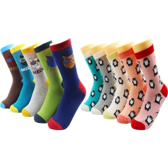 Animal Print Women Socks Cute Cartoon Cat Dog Duck Girl Socks