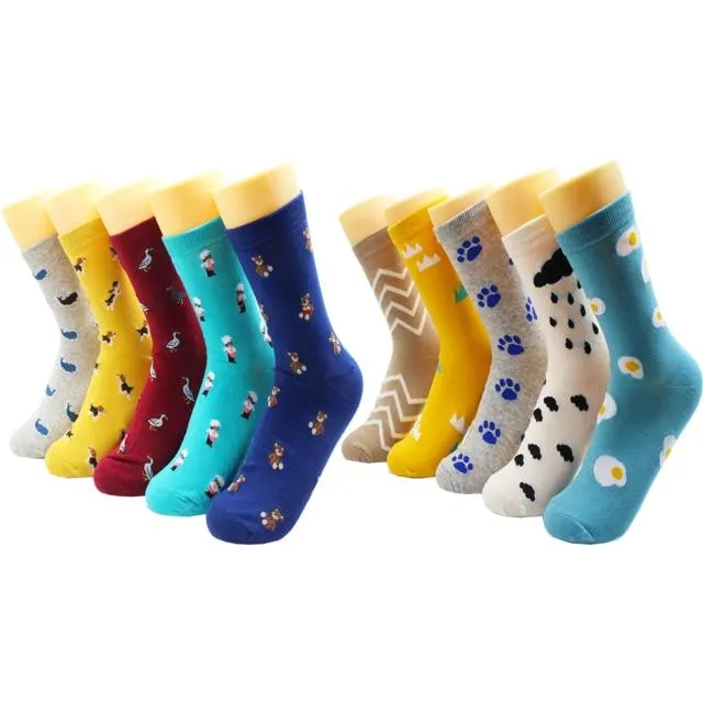 Animal Print Women Socks Cute Cartoon Cat Dog Duck Girl Socks