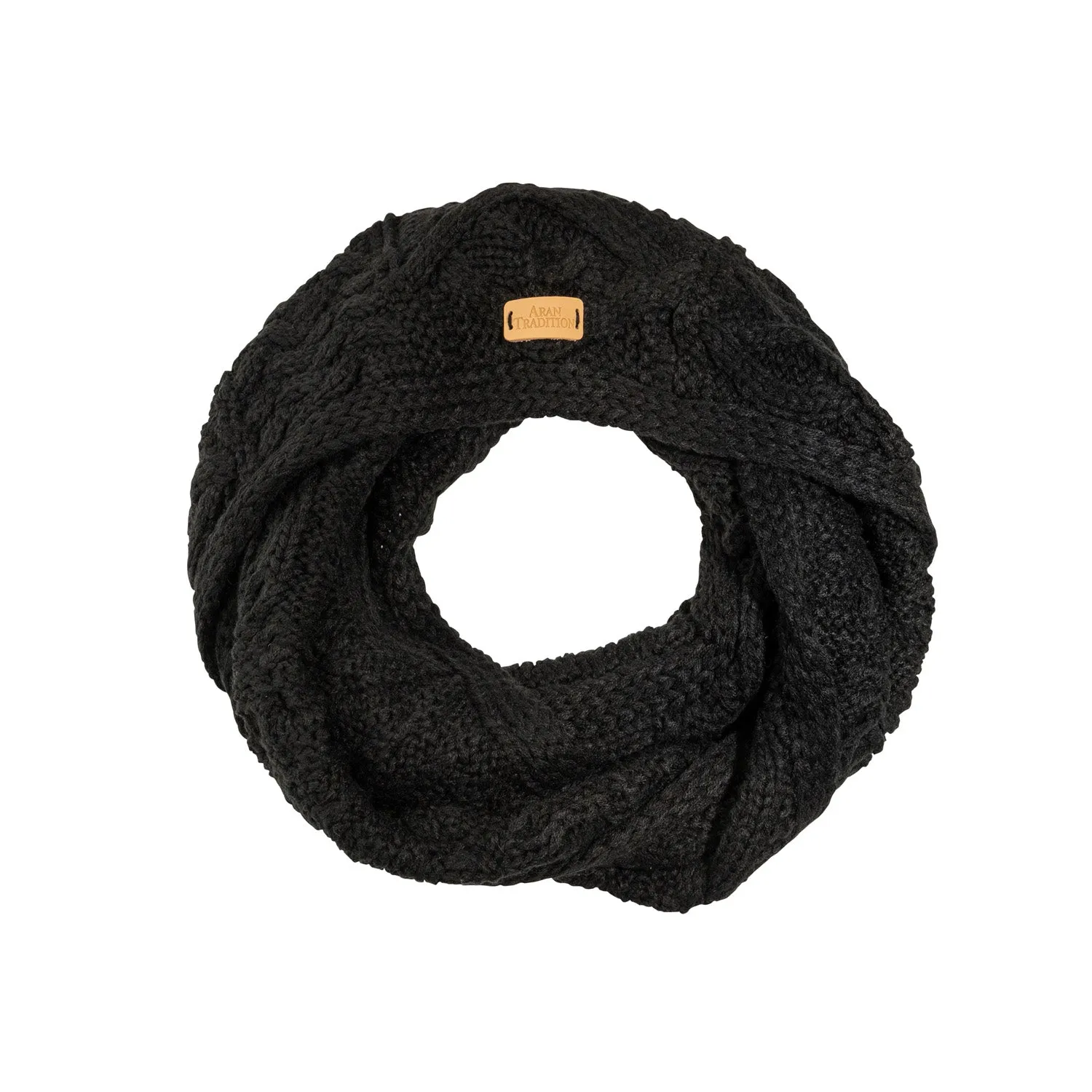 Aran Tradition Cable Knit Warm Snood - Black