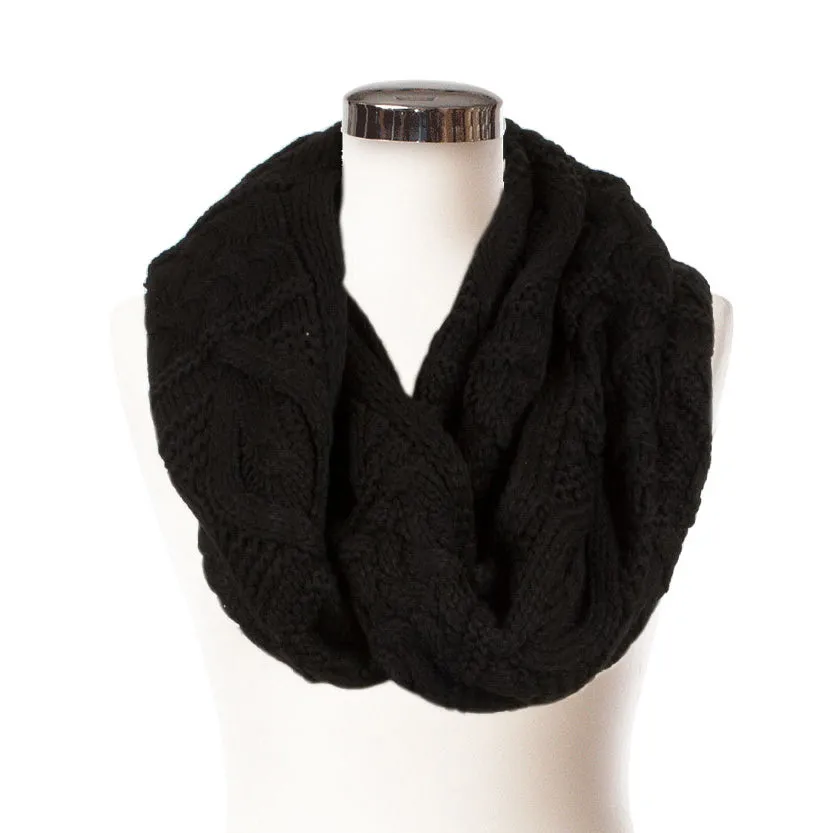 Aran Tradition Cable Knit Warm Snood - Black