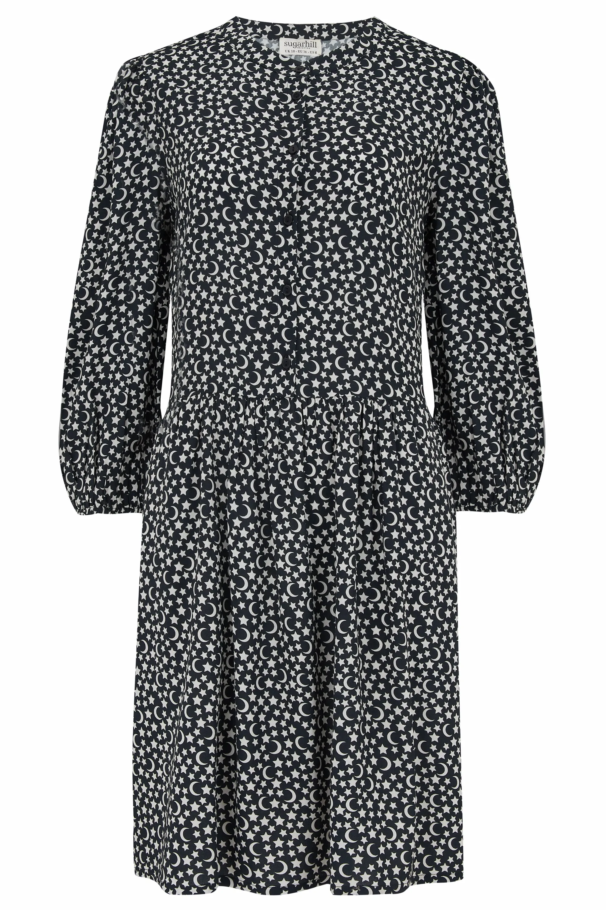 Astra Smock Dress | Monochrome Moon & Stars