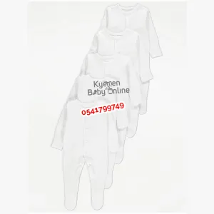 Baby Sleep Suit (5 Pieces) George Baby All White.