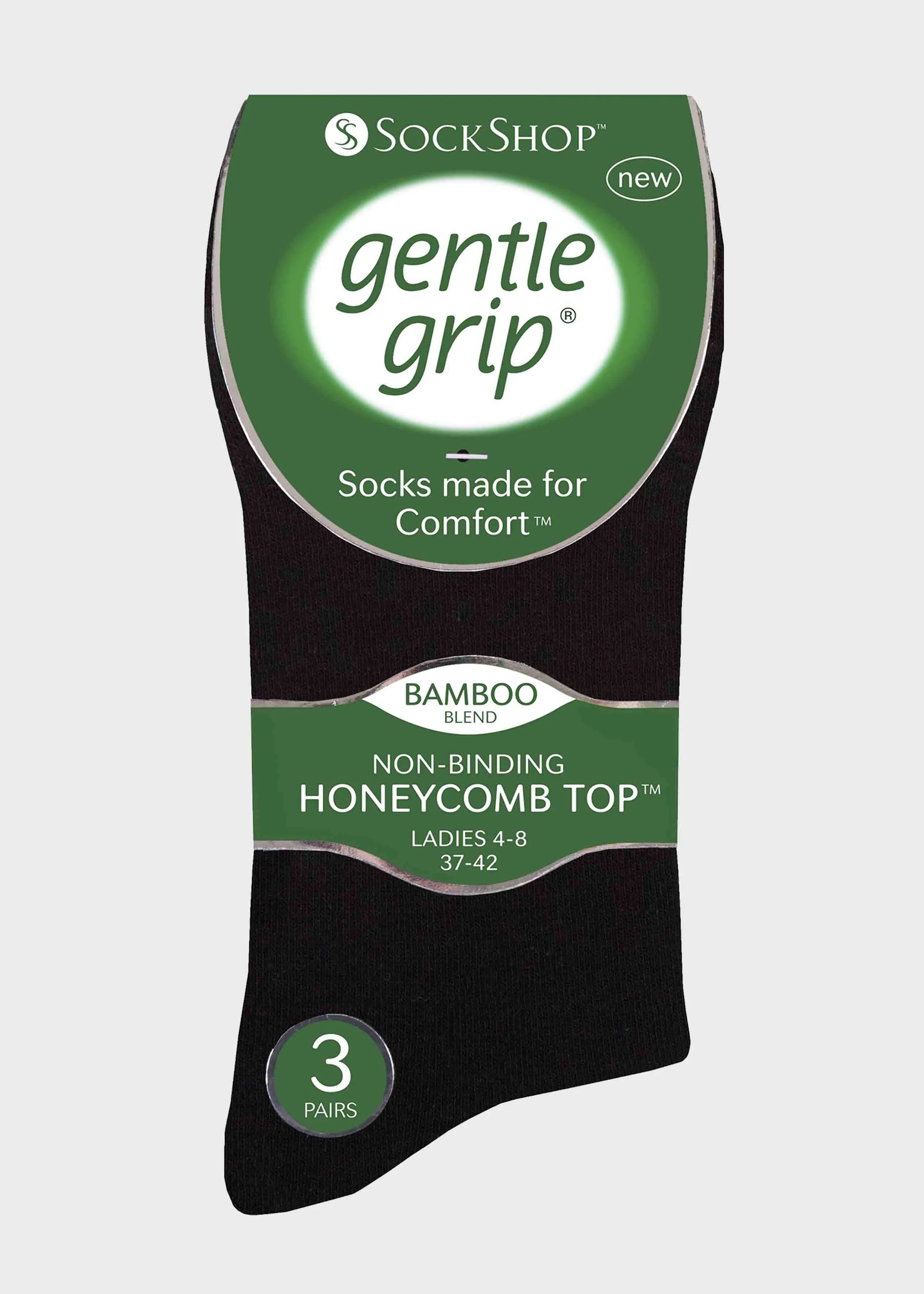 Bamboo Ladies Gentle Grip Socks 3 Pair Pack