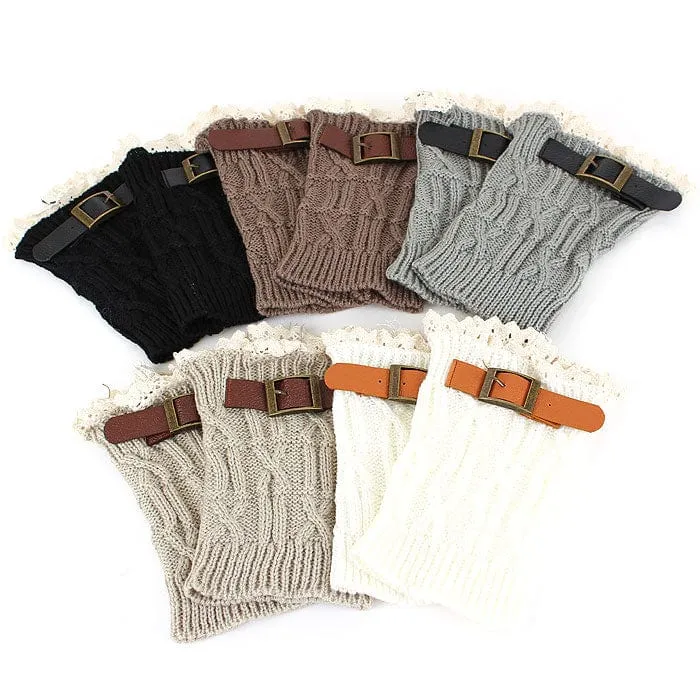 BC10114 Fashion Buckled Crochet Boot Cuffs/Leg Warmers