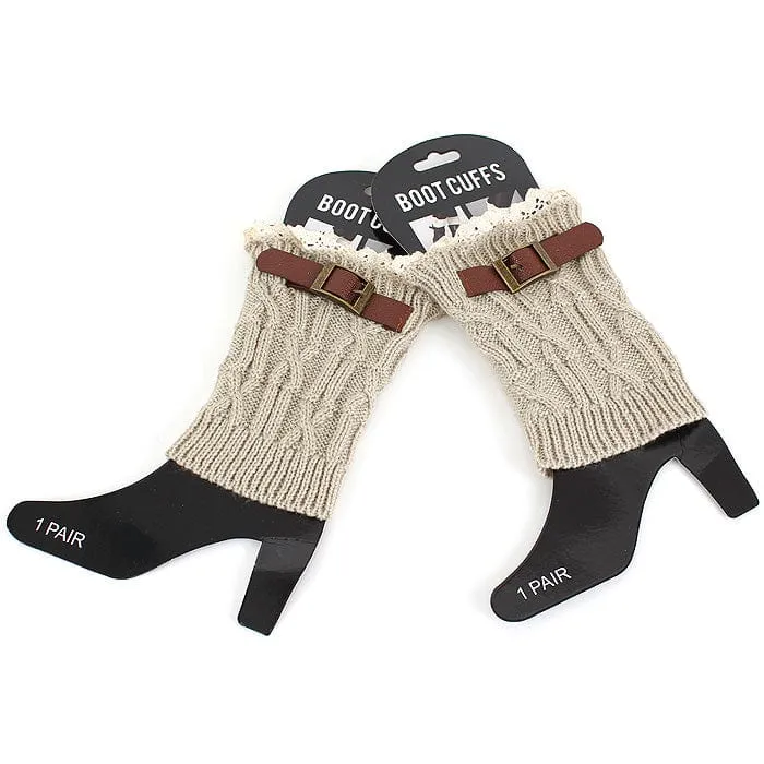 BC10114 Fashion Buckled Crochet Boot Cuffs/Leg Warmers