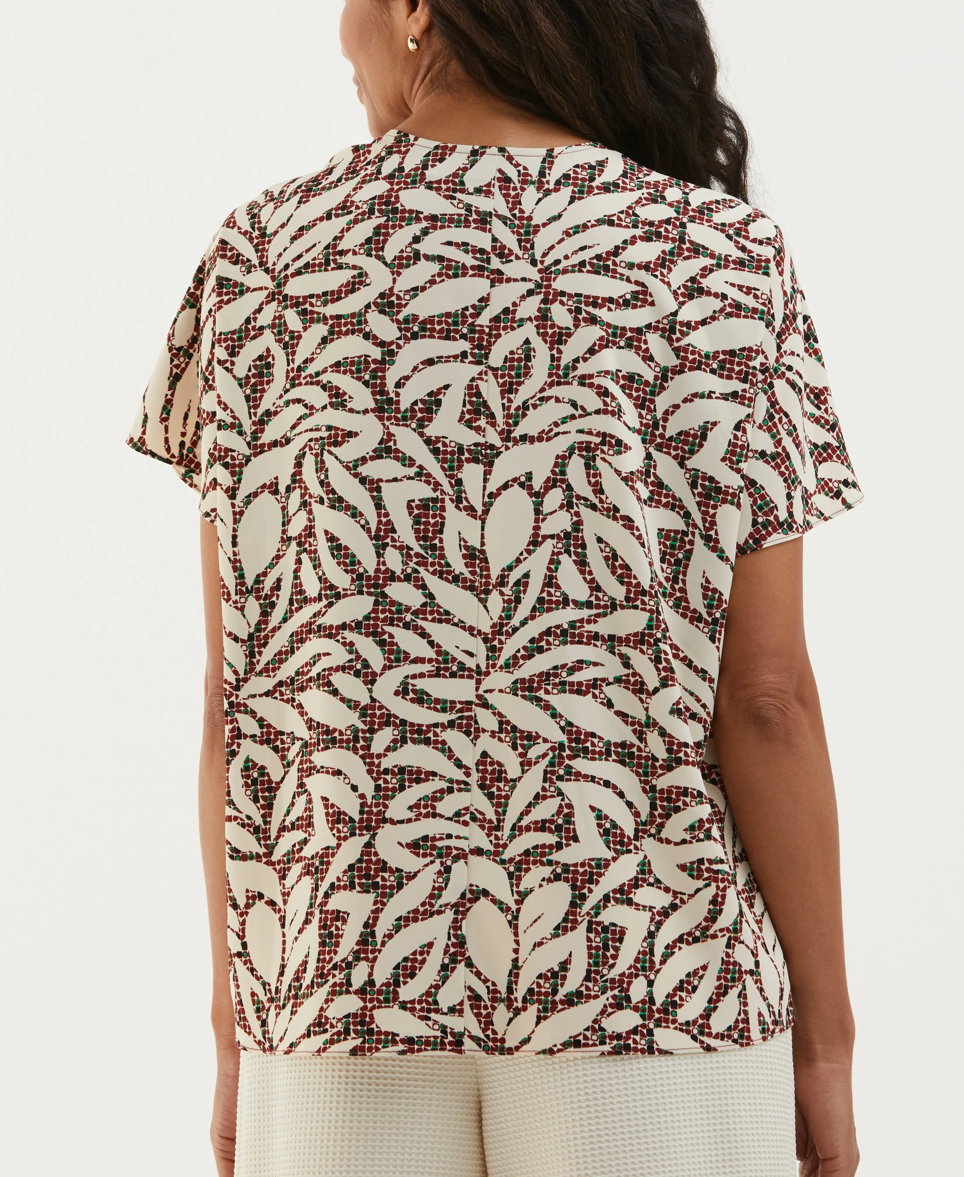 Beach Geo Print Layered Dolman Sleeve Blouse