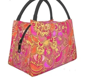 Beautiful Pink Gold & Orange Italian Print Purse