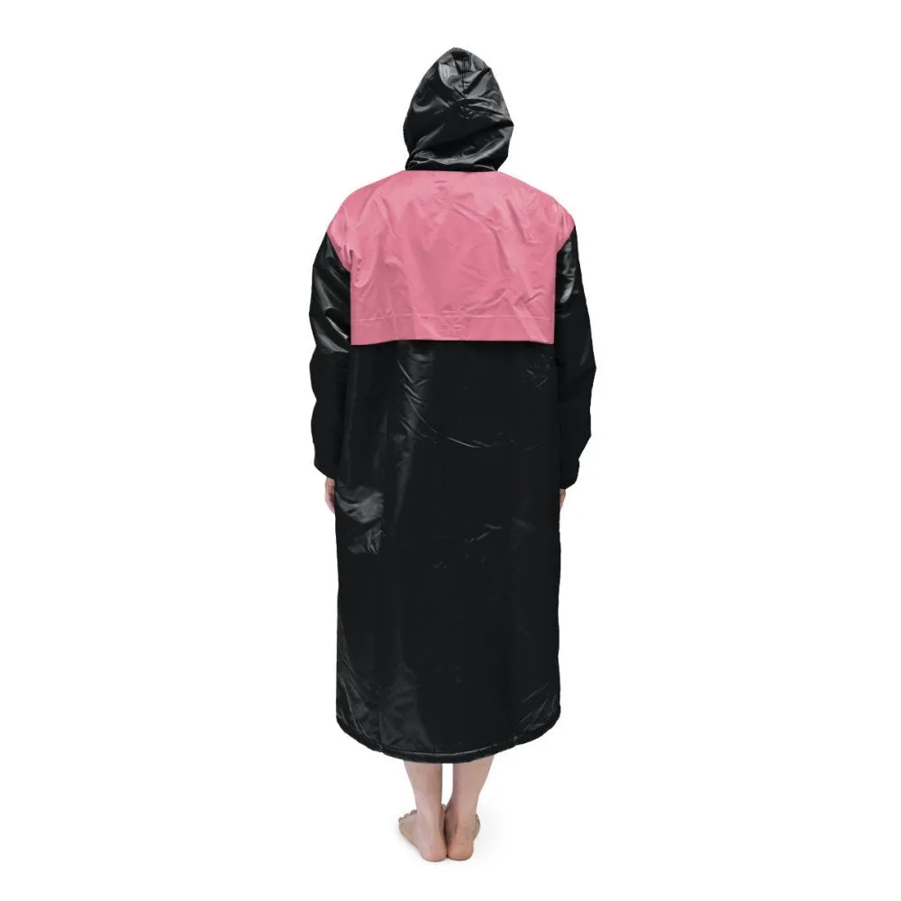 Black & Pink Solid Swim Parka