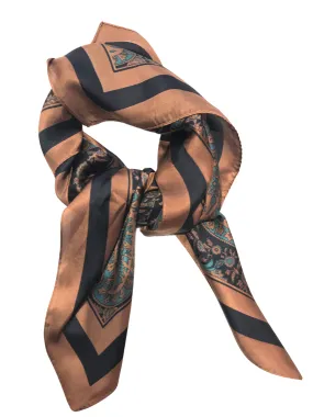 Black And Copper Paisley Satin Scarf