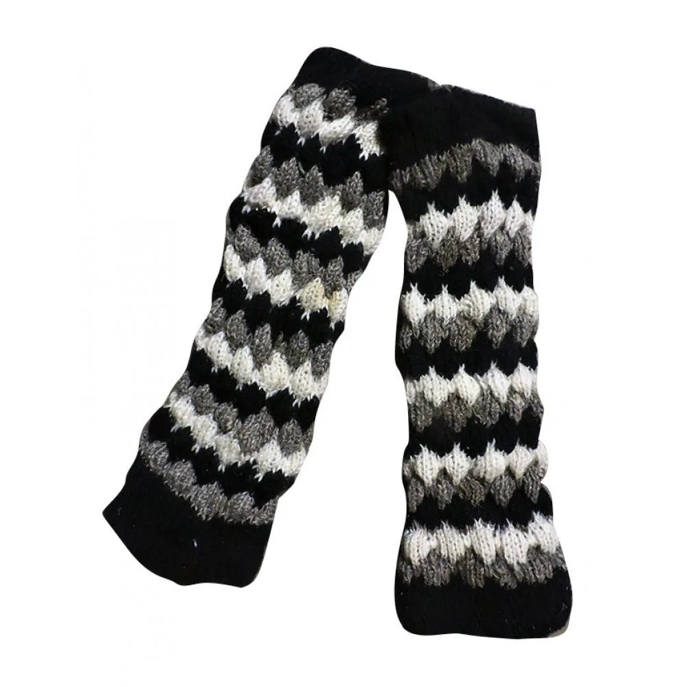 Black and Gray Wool Leg Warmers