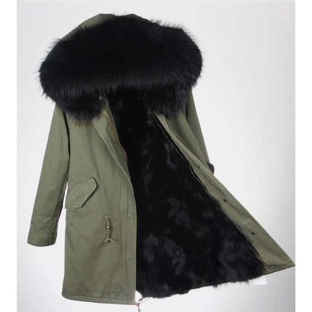 Black Fur Green Parka