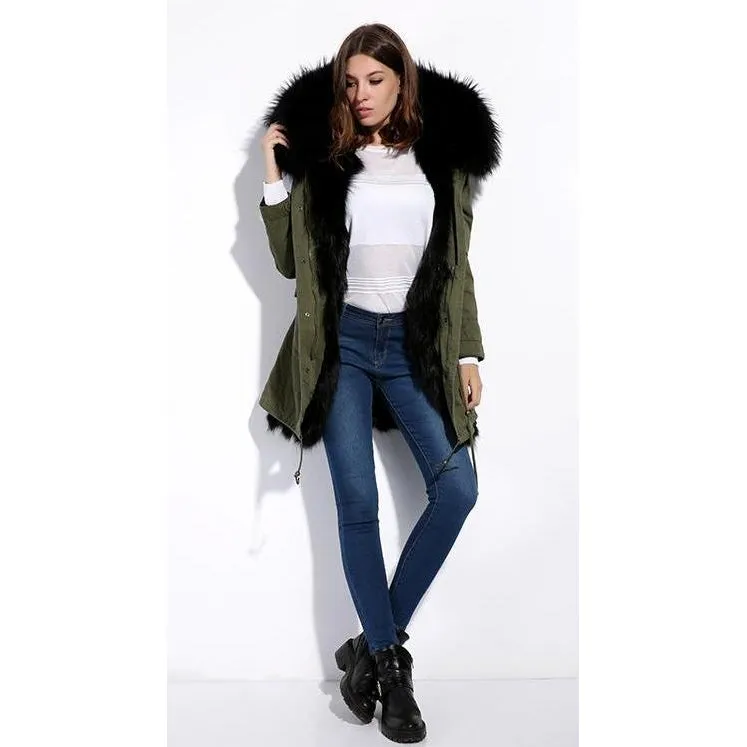 Black Fur Green Parka