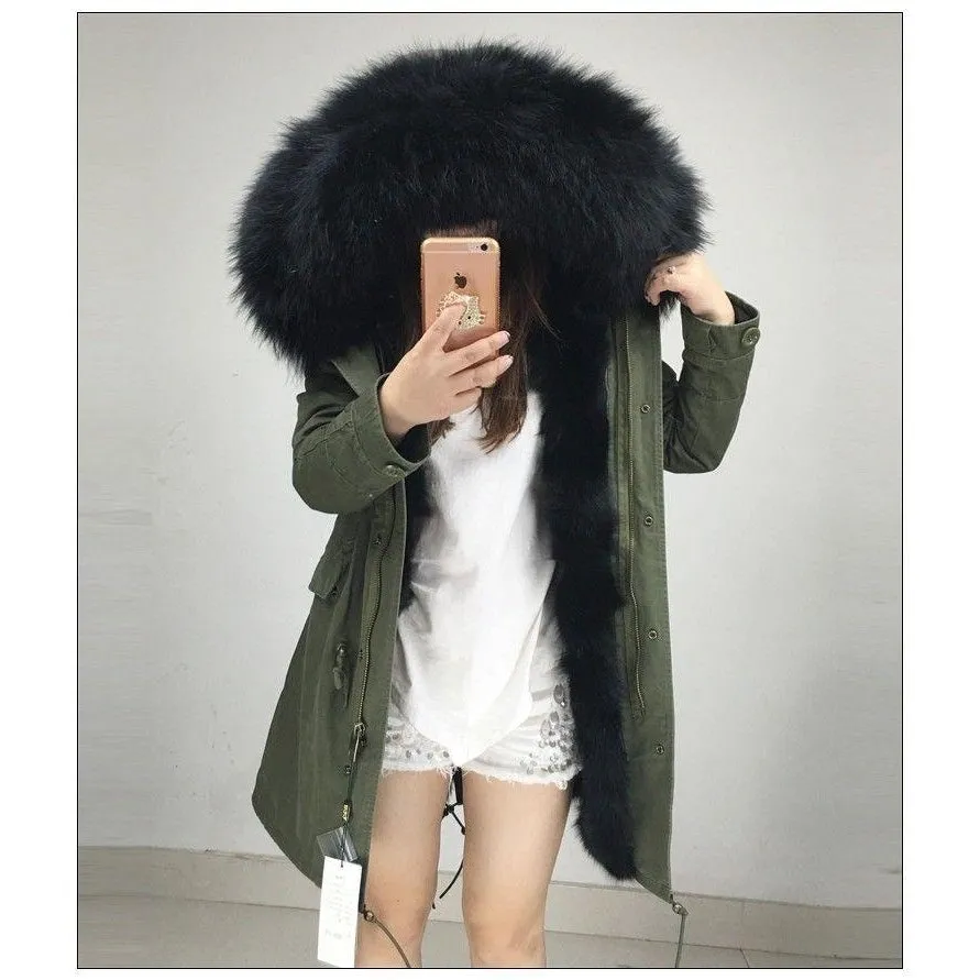 Black Fur Green Parka