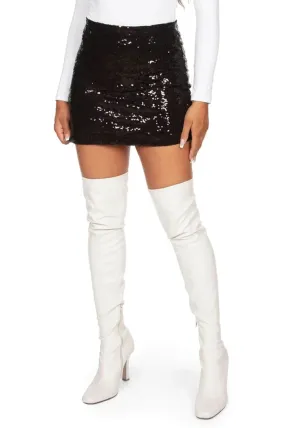 Black Sequin Mini Skirt