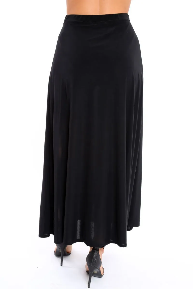 Black Side Split Maxi Skirt - Gina