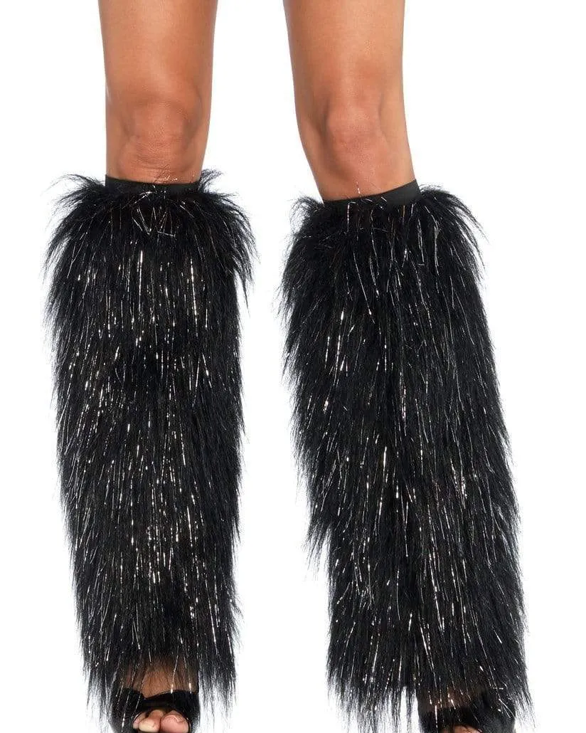 Black/Silver Fluffy Leg Warmers