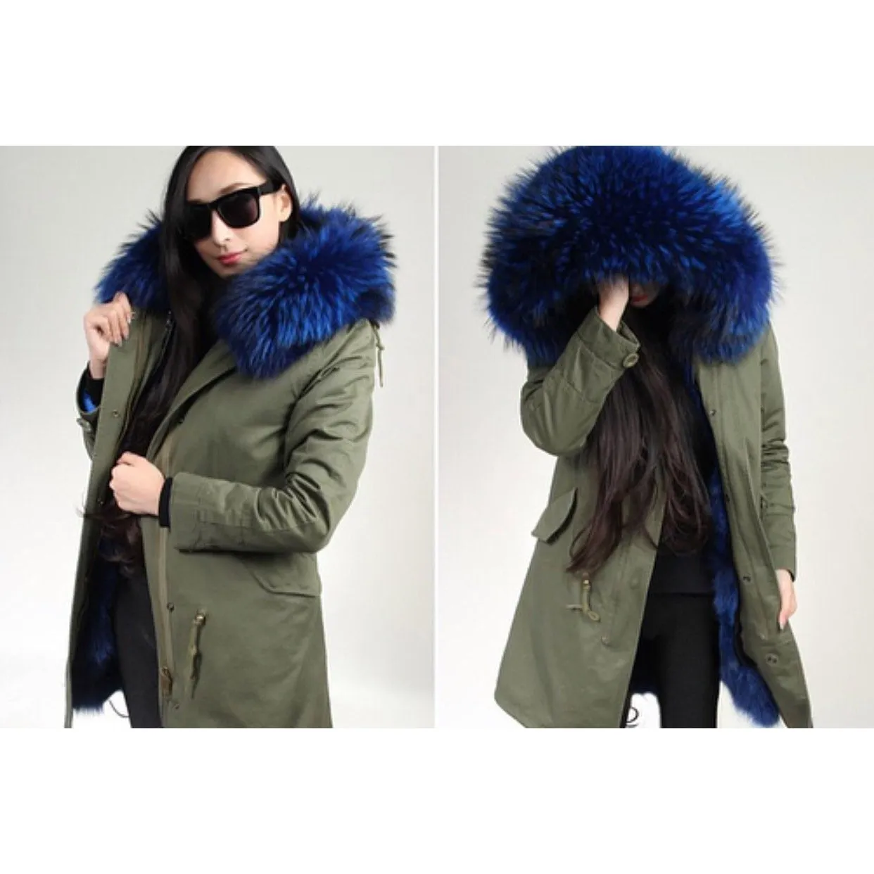 Blue Fur Green Parka