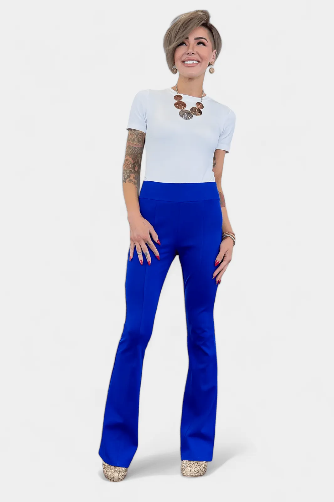 Blue High Waisted Flare Pants [NO RETURNS]