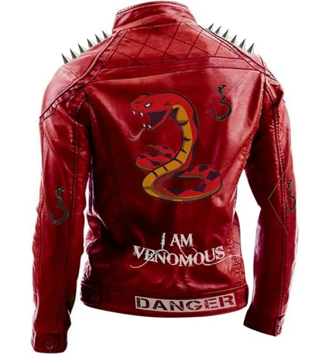 Blue Punk Danger Leather jacket for Men with Snake