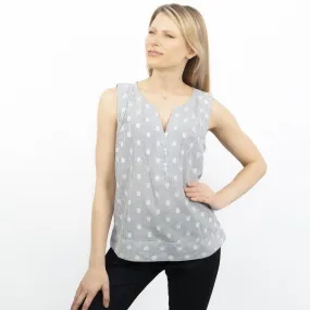 Blue Sleeveless V-Neck Spotty Women's Summer Vest Top