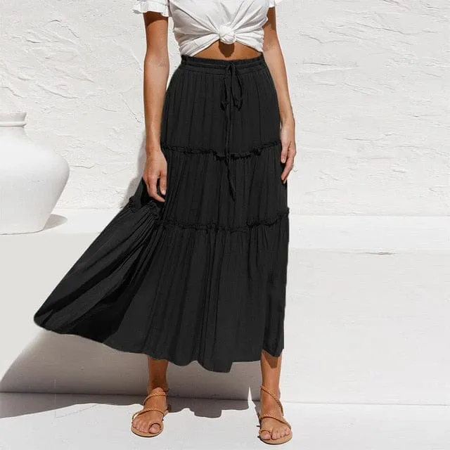 Bohemian Ruffle Maxi Skirt