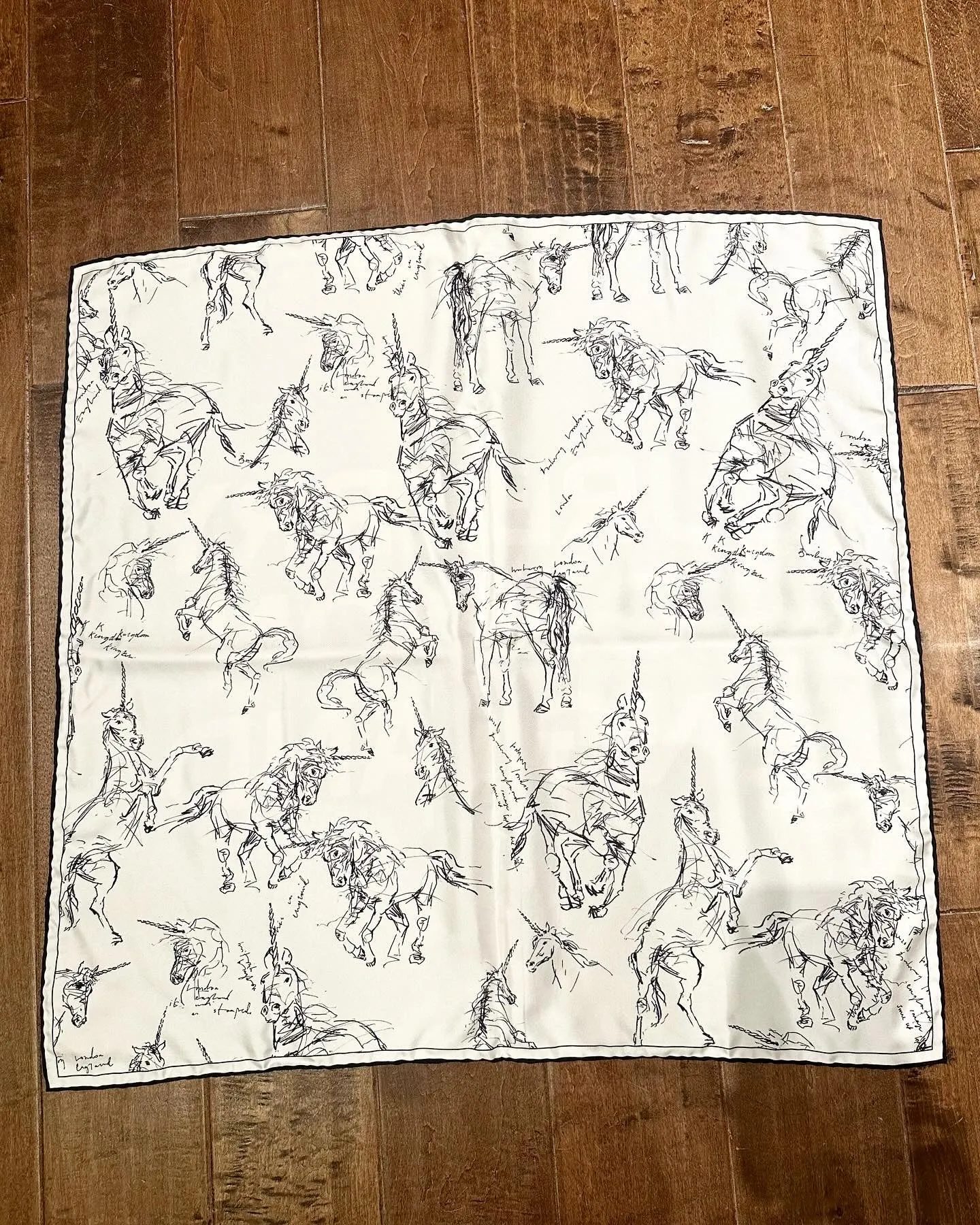 BURBERRY London England Unicorn Horse Silk Scarf