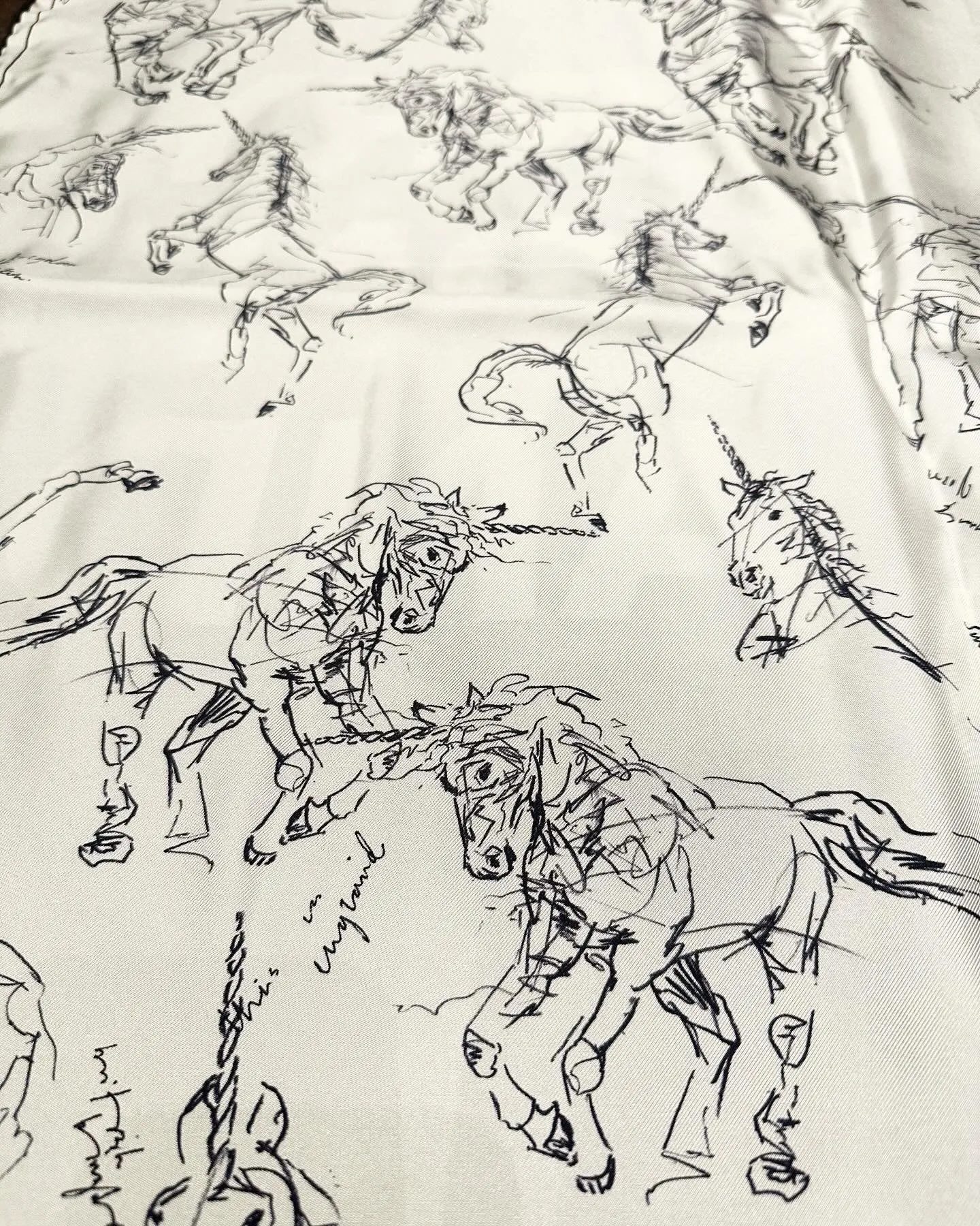 BURBERRY London England Unicorn Horse Silk Scarf