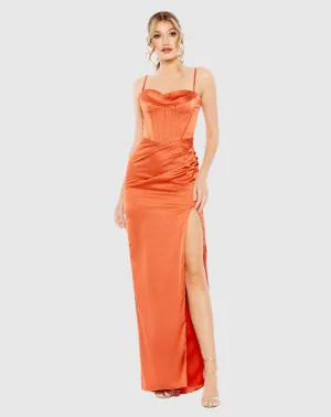 Bustier Side Ruched Bodycon Gown