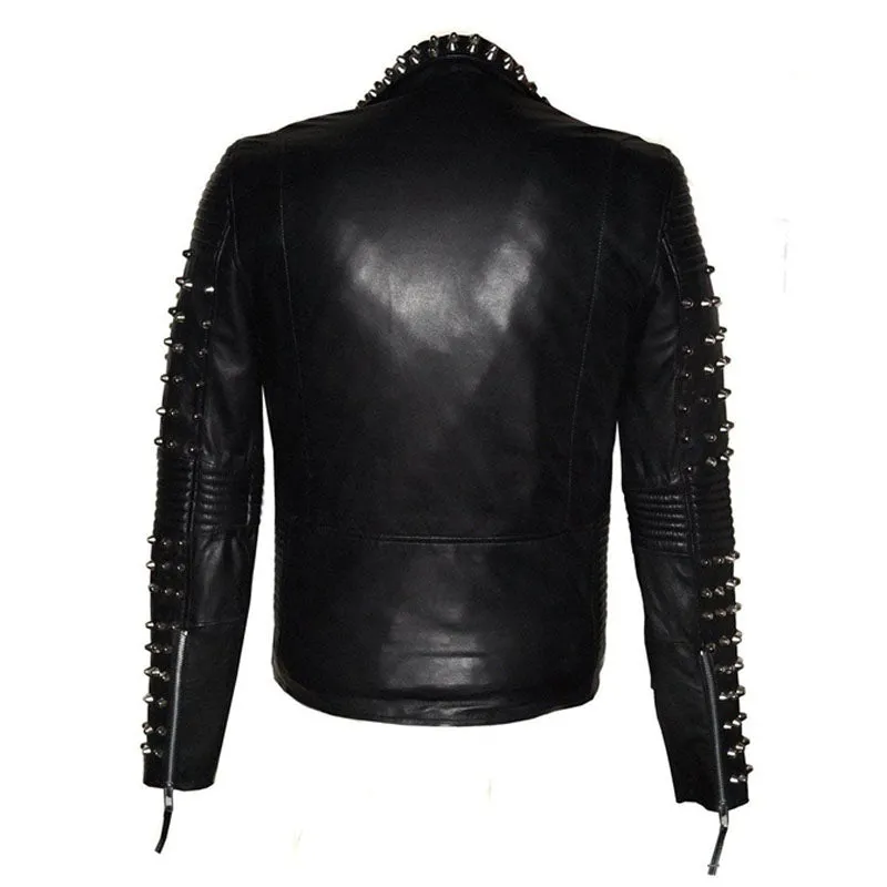 Buy High Quality Men Best Seller Lamb Leather Studded Fashion Jacket For Sale