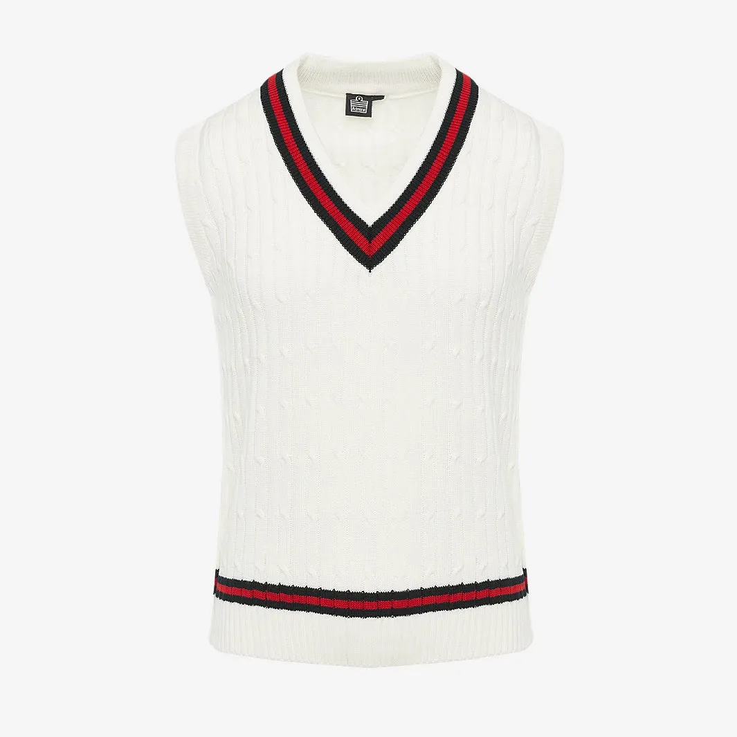 Cable Knit Cricket Slipover - White/Black/Red