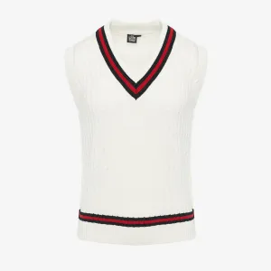 Cable Knit Cricket Slipover - White/Black/Red