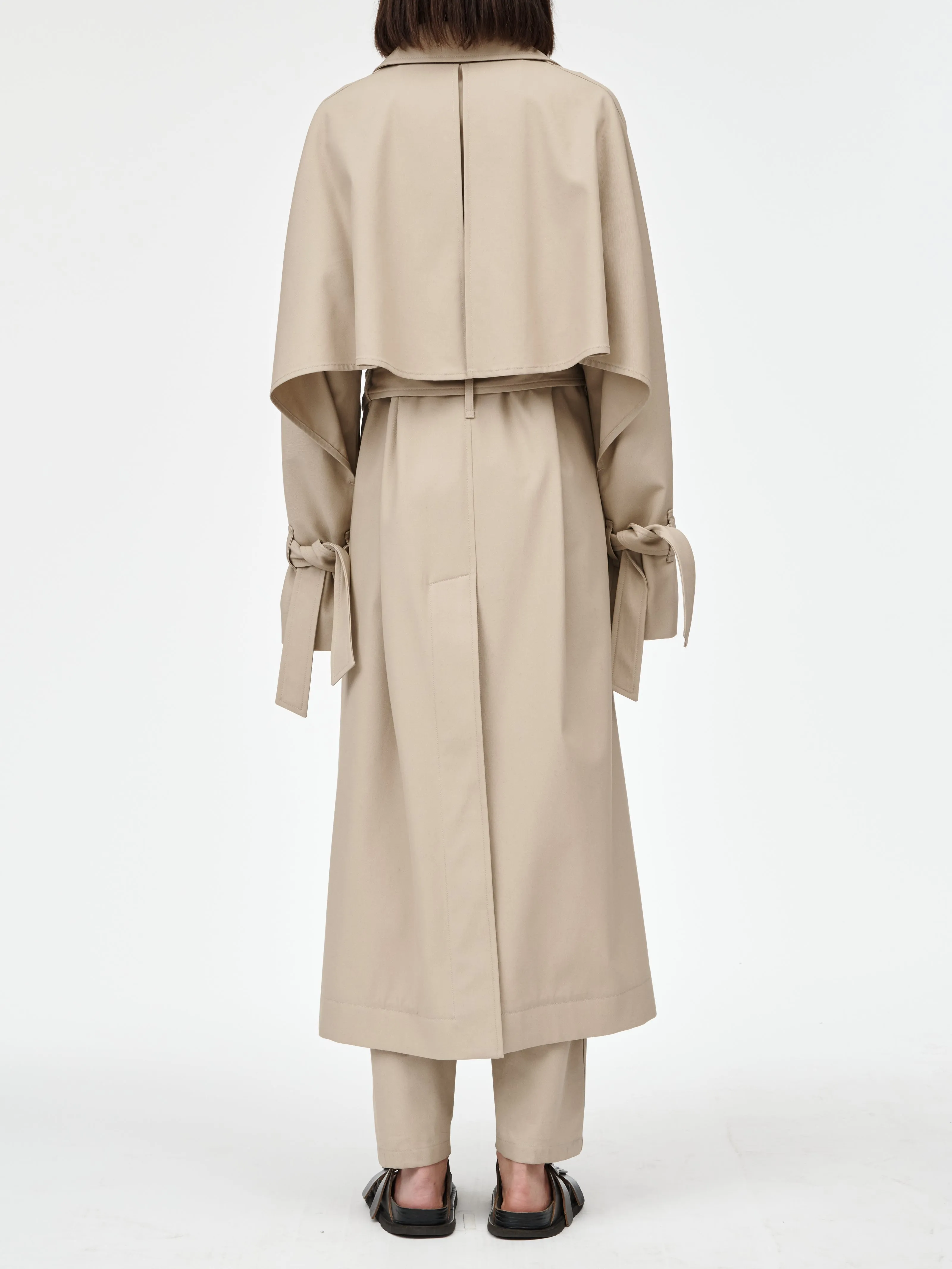 Cape Trench Coat in Sand