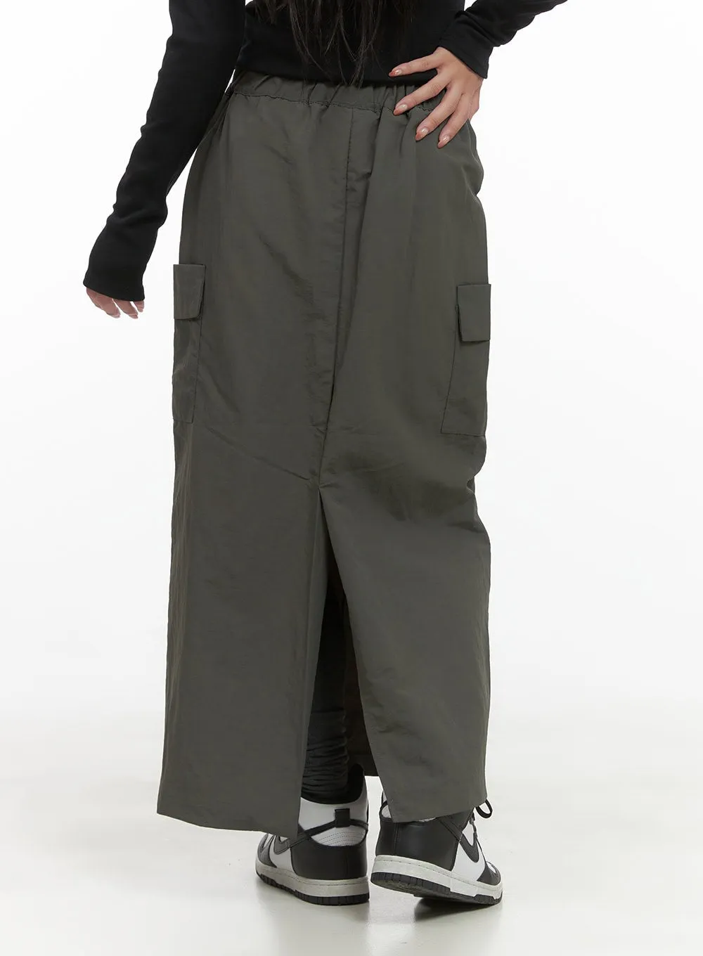 Cargo Nylon Maxi Skirt CS403