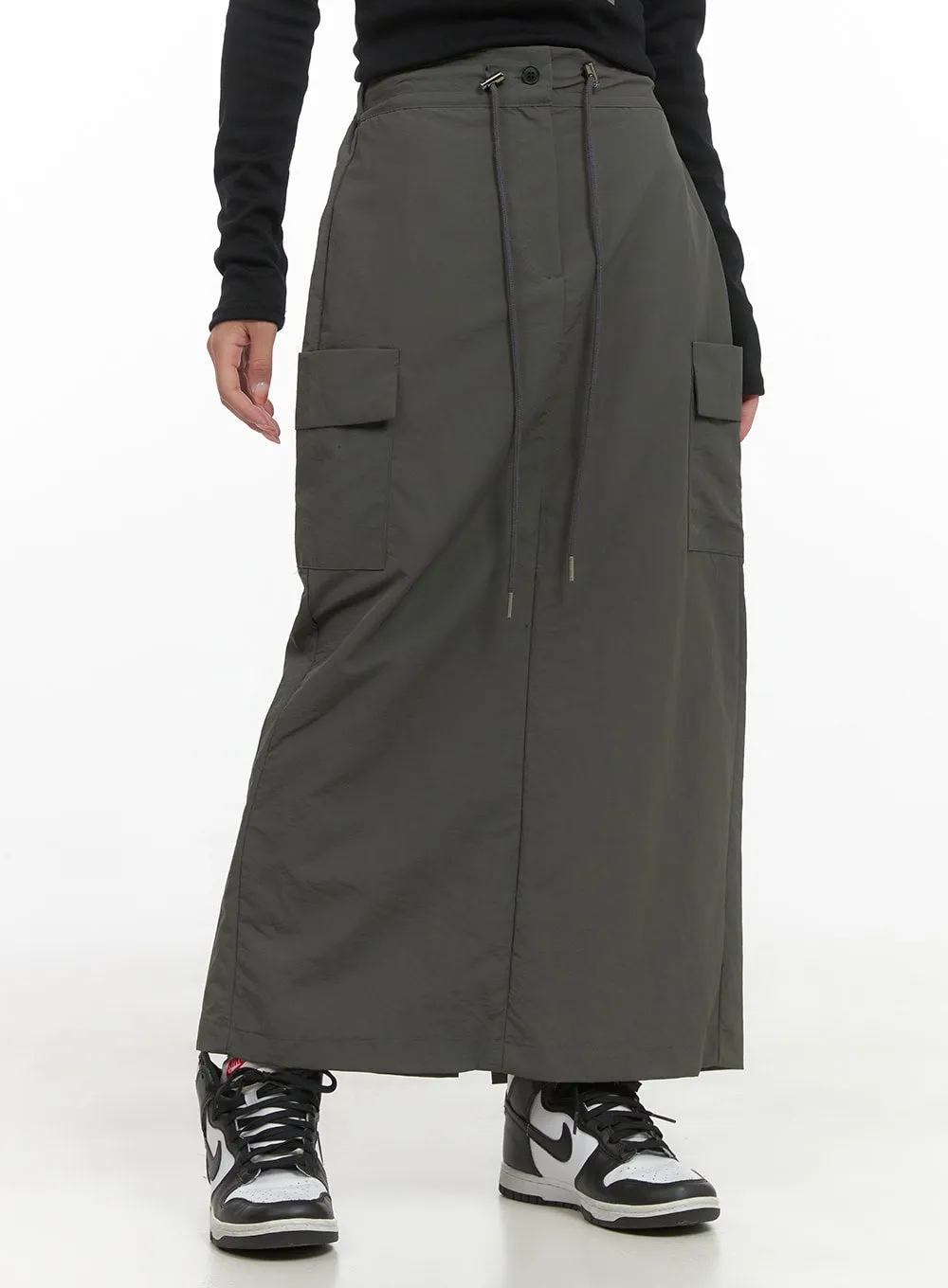 Cargo Nylon Maxi Skirt CS403